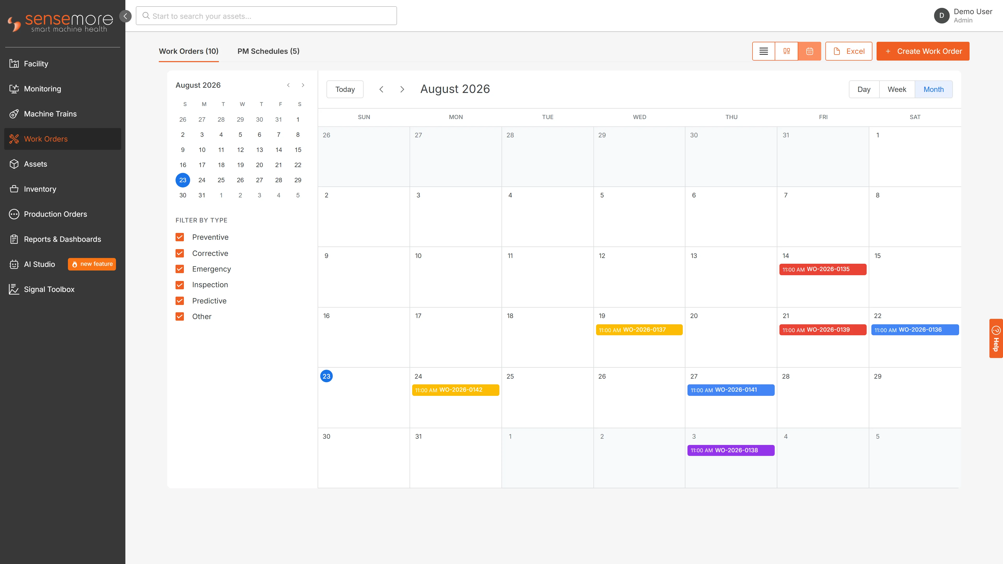 Der Monatskalender der Arbeitsaufträge, jede Arbeit an ihrem geplanten Tag