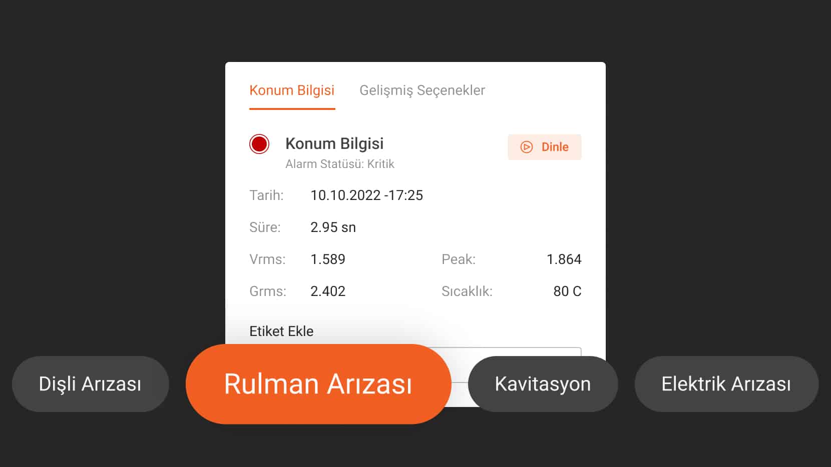 Arıza Etiketleme - Rulman Arızası